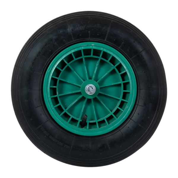 Wheel 16x4 400x8 plastic rim green complete with axle