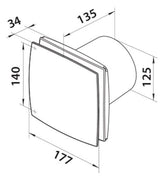 Ventilateur 125 mm silencieux avec minuterie. Capteur d'humidité blanc