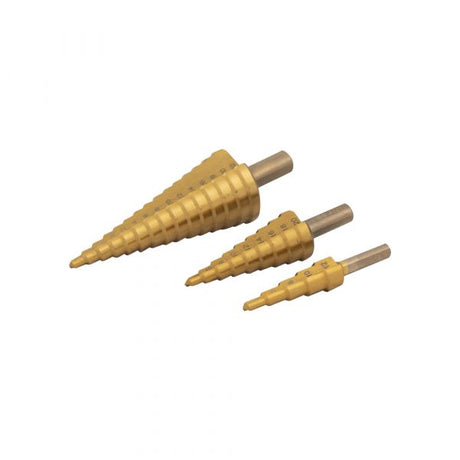 Top-Gang-Kontrolle. Plattenfräser Stufenbohrer HSS Set 3x