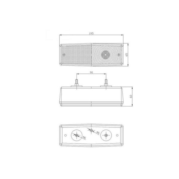 AC TAILLIGHT RETRO L = R 195x65 mm.