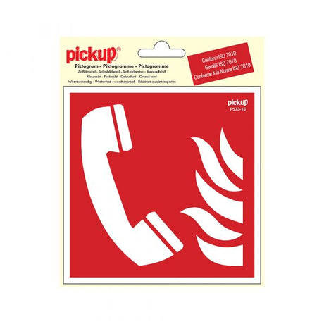 Aufkleber Telefon für Feueralarm - 150x150 mm.