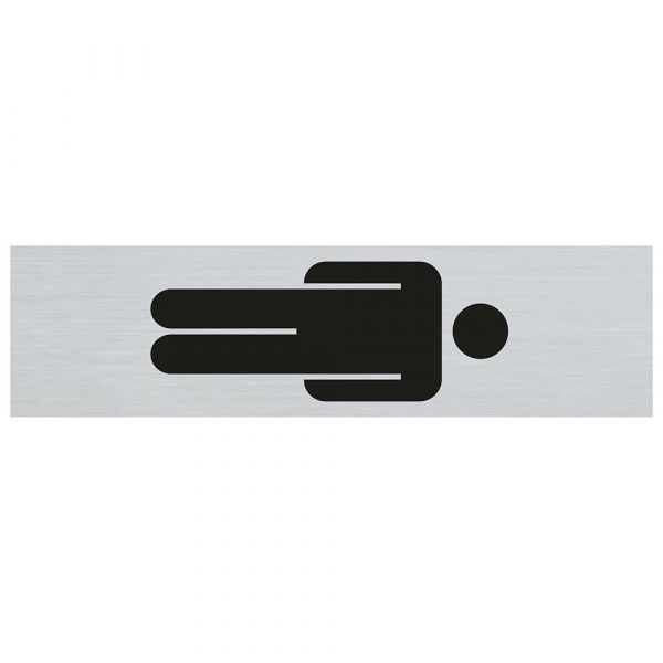 Schild Alu-Look Herrensymbol stehend - 165x44 mm selbstklebend.