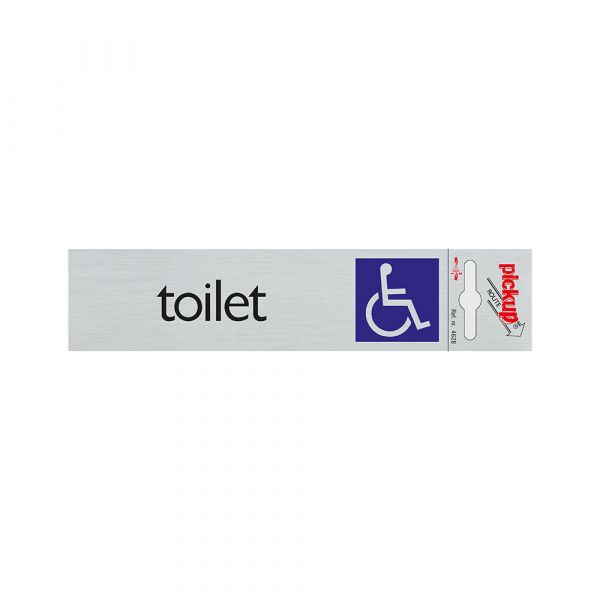 Toilettenzugangsschild aus Aluminium. für Rollstuhl - 165x44 mm selbstklebend.