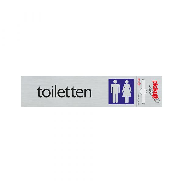 Toilettenschild aus Aluminium - 165x44 mm selbstklebend.
