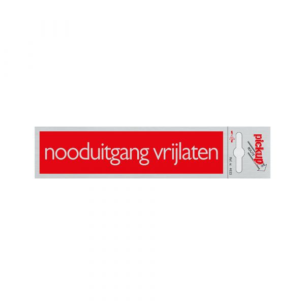 Notausgangs-Entriegelungsschild aus Aluminium – 165 x 44 mm, selbstklebend.