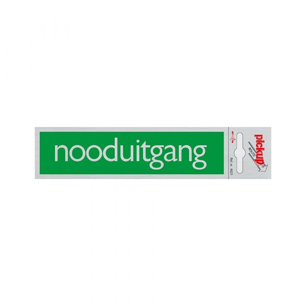 Aluminium-Notausgangsschild grün - 165x44 mm selbstklebend.