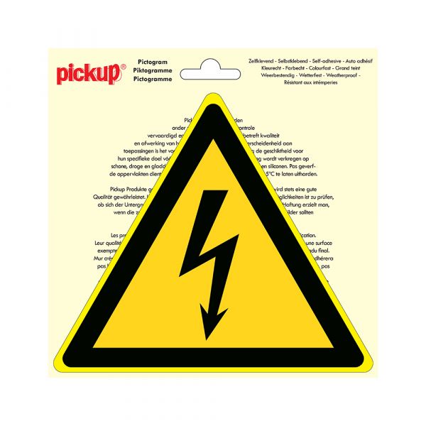 Aufkleber „Gefährliche elektrische Spannung“ – 200 mm Dreieck.