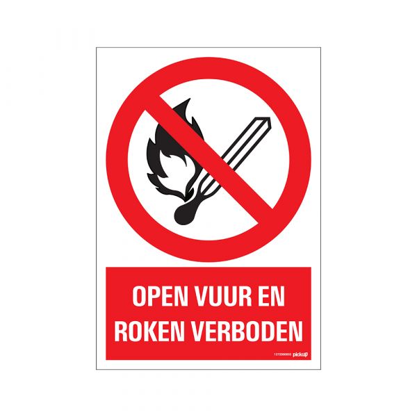 Offenes Feuer- und Rauchverbotsschild – 230 x 330 mm.