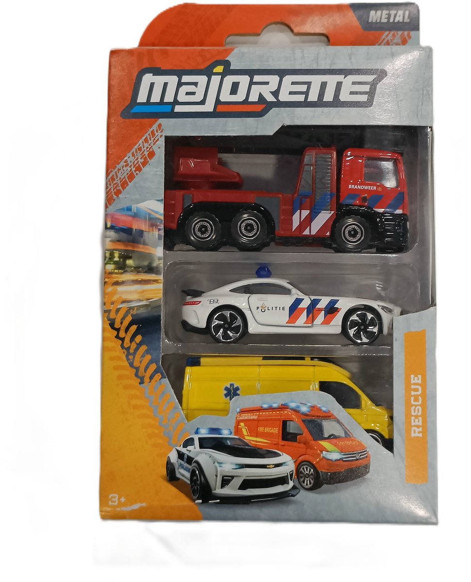 Majorette – Spielzeugfahrzeuge SOS – Feuerwehr – Polizei – Krankenwagen – 7,5 cm