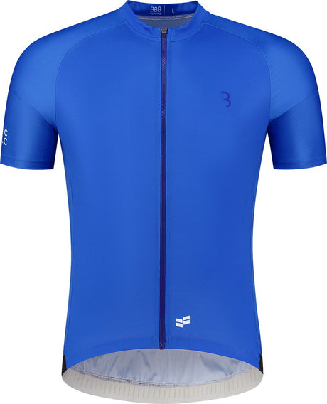 Bbb cycling comfortfit r - duurzaam fietsshirt heren korte mouw - 15-25 °c - ademend mtb en wielrenshirt - 3 achterzakken - blauw