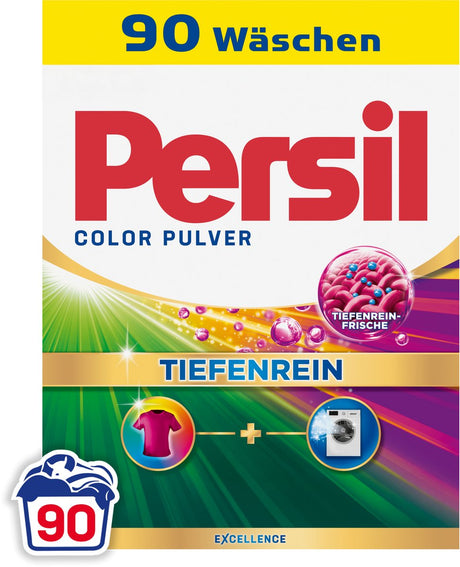 Persil Waschpulver Color - Waschmittel - Buntwäsche - Kraftvolle Fleckenentfernung - Hygienische Frische - Großverpackung - 90 Wäschen