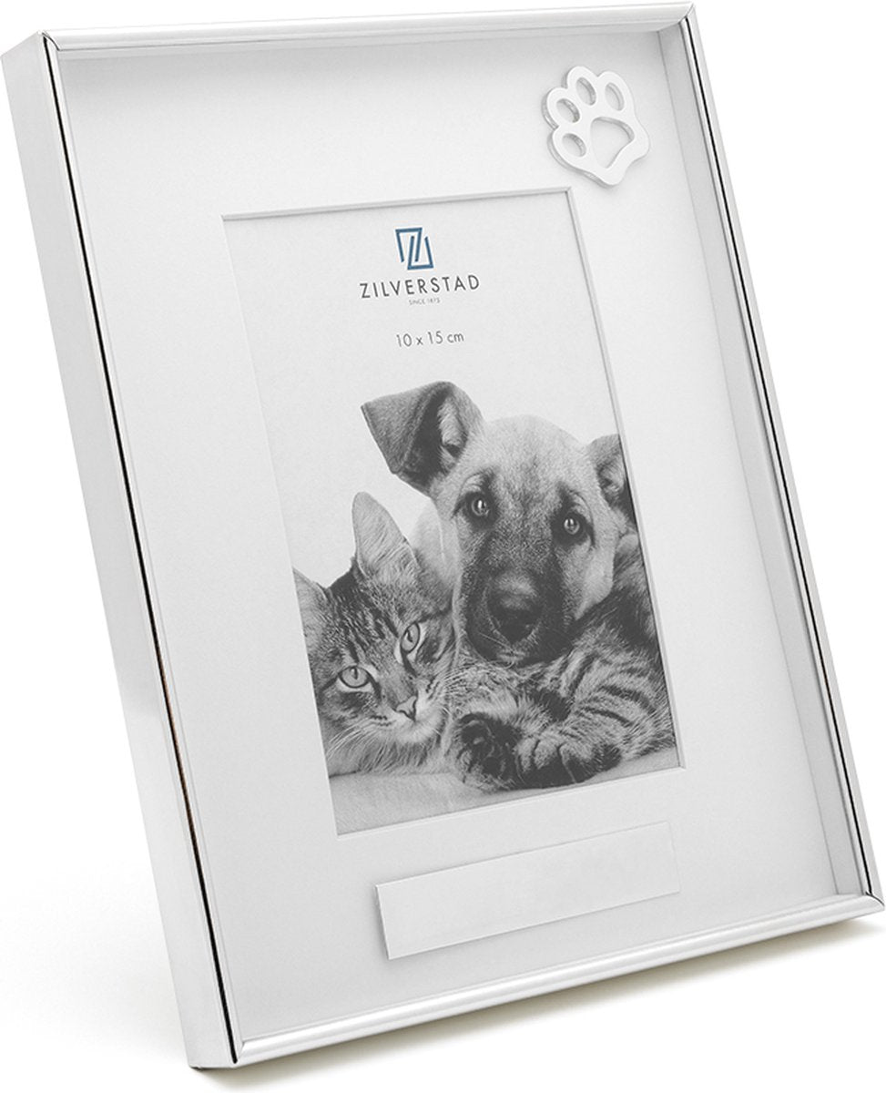 Zilverstad - memory fotolijst huisdier met pootje 10x15 cm