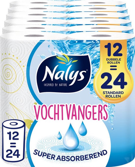 Nalys feuchtigkeitsabsorbierendes Küchenpapier – 12 Doppelrollen (12=24) – Vorteilspackung