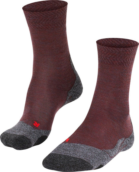 Falke TK2 Melange Anti-Blister Wandersocken aus dickem Woll-Funktionsmaterial Damen Rot - Größe 41-42