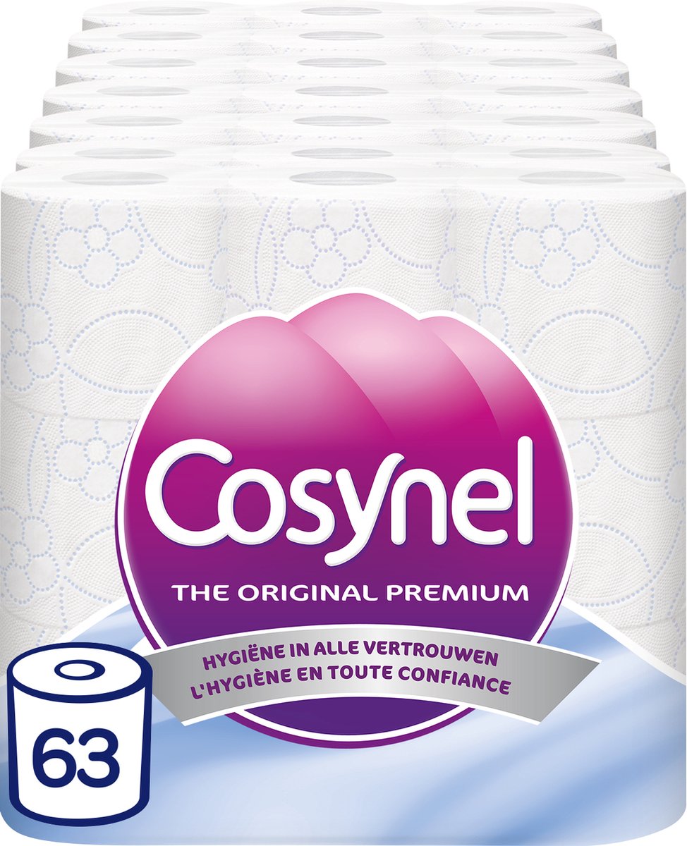 Cosynel Toilettenpapier – 63 Rollen – blaue Textur – 3-lagig – Vorteilspack
