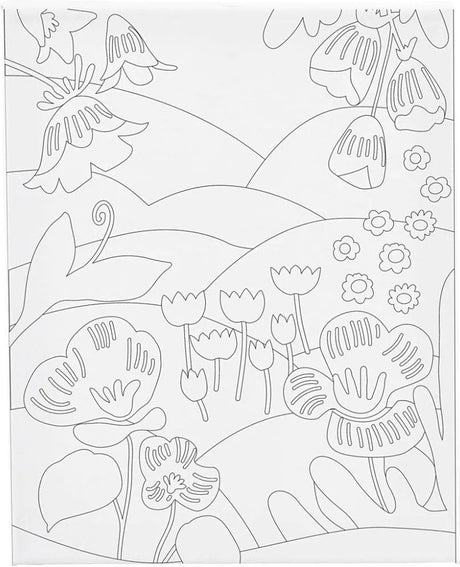 Creativ Company Malleinwand mit Druck, Blumenlandschaft, D: 1,6 cm, Größe 24x30 cm, 360 g, 1 Stück