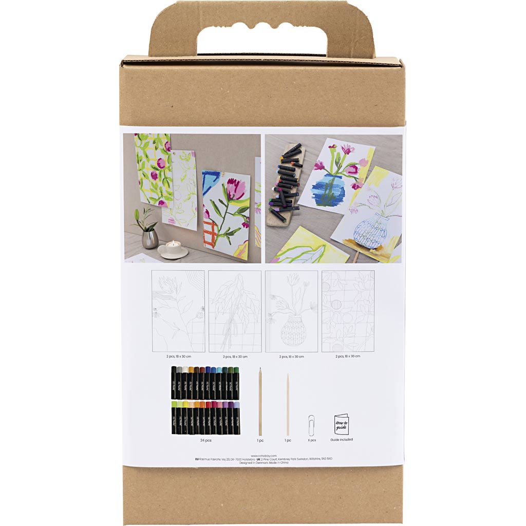 Creativ Company Hobby-Set Ölpastell, Blumen, verschiedene Farben, 1 Box