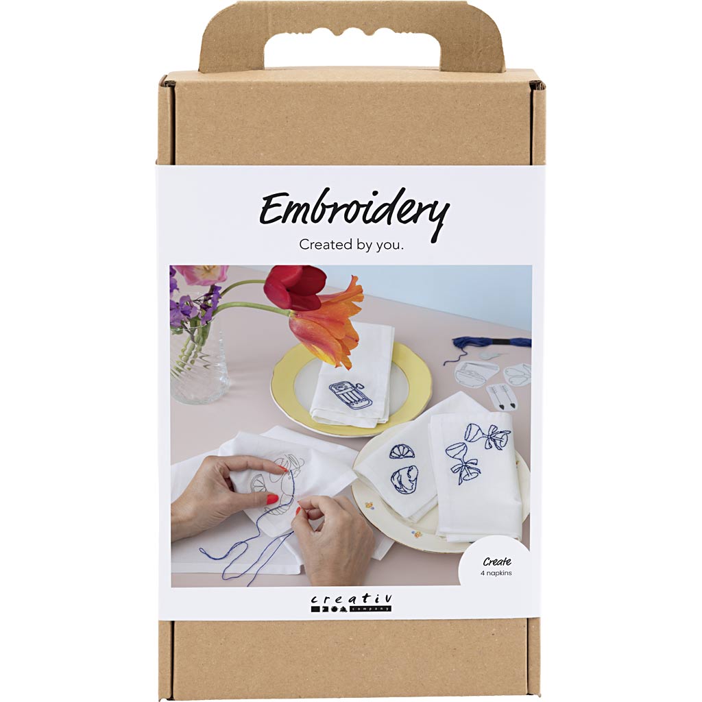 Creativ Company Hobby-Set Stickerei, Servietten, gebrochenes Weiß, 1 Box