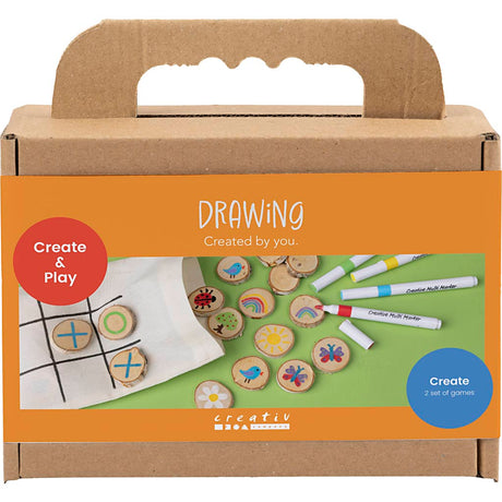 Creativ Company Mini-Hobby-Set Zeichnen, Memory-Spiel und Drei in einer Reihe, verschiedene Farben, 1 Box