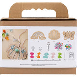 Creativ Company Mini-Hobby-Set Stickerei, Schmetterling, Muschel, Regenbogen, verschiedene Farben, 1 Box