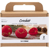 Creativ Company Hobby-Set Häkeln, Weihnachtskugeln, rot, 1 Box