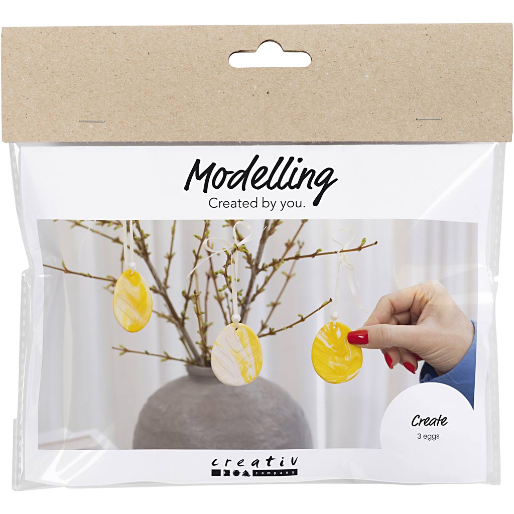 Creativ Company Mini-Hobby-Set Bildhauerei, Ei, hellgelb, Pastellfarben, 1 Box