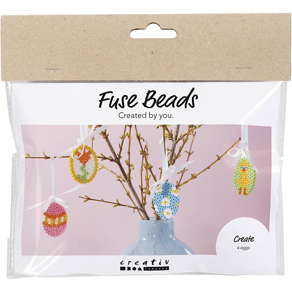 Creativ Company Mini-Hobby-Set Bügelperlen, hängende Eierdekorationen, verschiedene Farben, 1 Box