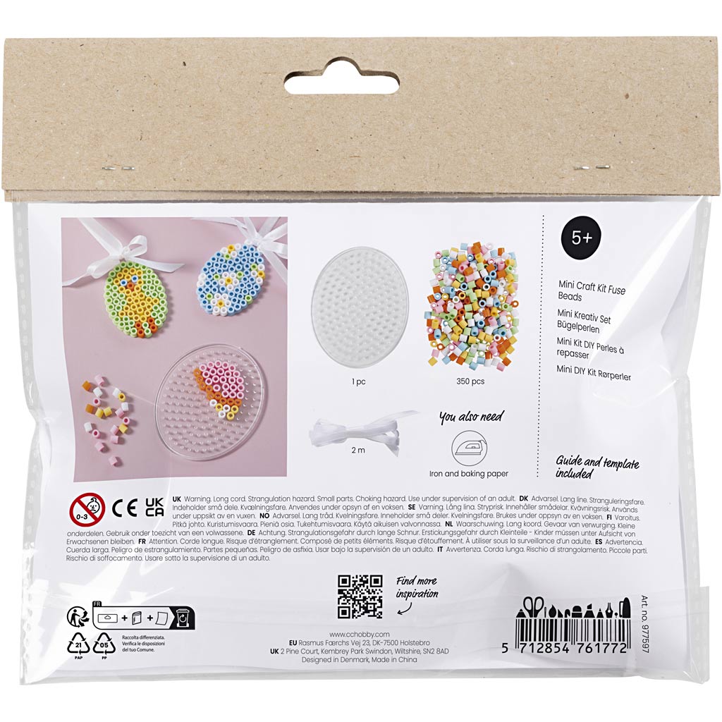 Creativ Company Mini-Hobby-Set Bügelperlen, hängende Eierdekorationen, verschiedene Farben, 1 Box