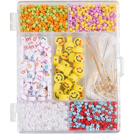 Creativ Company Kreativbox Schmuck, Regenbogen-Mix, ca. Über 1800 Teile, Regenbogenfarben, 1 Box