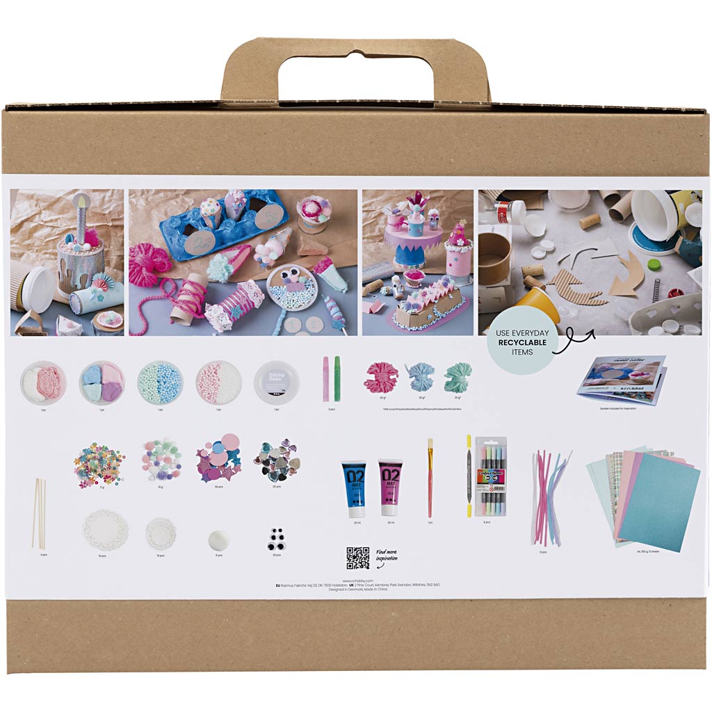 Creativ Company Maxi-Kreativbox leckere Kuchen, Kuchen und Süßigkeiten, verschiedene Farben, 1 Box