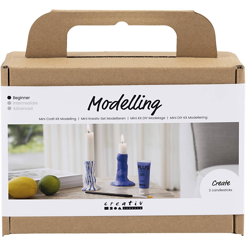Creativ Company Mini-Hobby-Set Bildhauerei, Kerzenständer, Ultramarin, 1 Box
