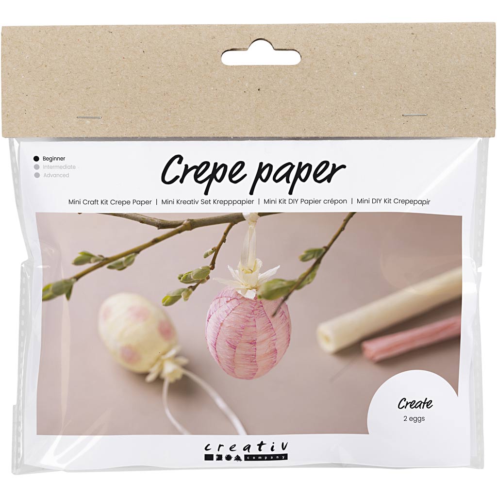 Creativ Company Mini-Hobby-Set Krepppapier, Eier, hellrosa, hellgelb, 1 Box