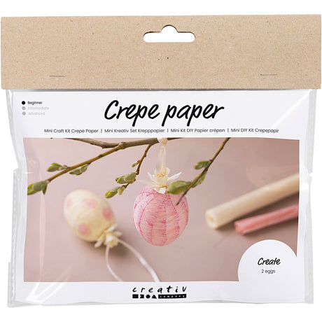 Creativ Company Mini-Hobby-Set Krepppapier, Eier, hellrosa, hellgelb, 1 Box