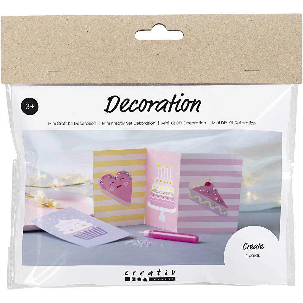 Creativ Company Mini-Hobby-Set Dekoration, Kuchen, Pastellrosa, Pastelllila, Pastellgelb, 1 Box