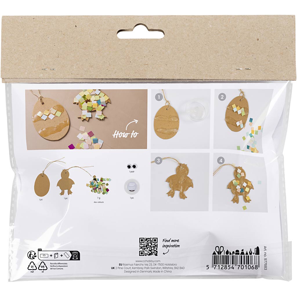 Creativ Company Mini-Hobby-Set Dekoration, Ei und Huhn, Schwarz, Braun, Weiß, verschiedene Farben, 1 Box
