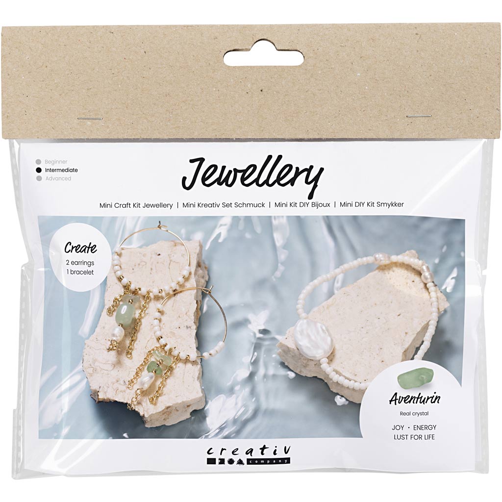 Creativ Company Mini-Hobby-Set Schmuck, Aventurin-Mix-Armband und Ohrringe, 1 Box