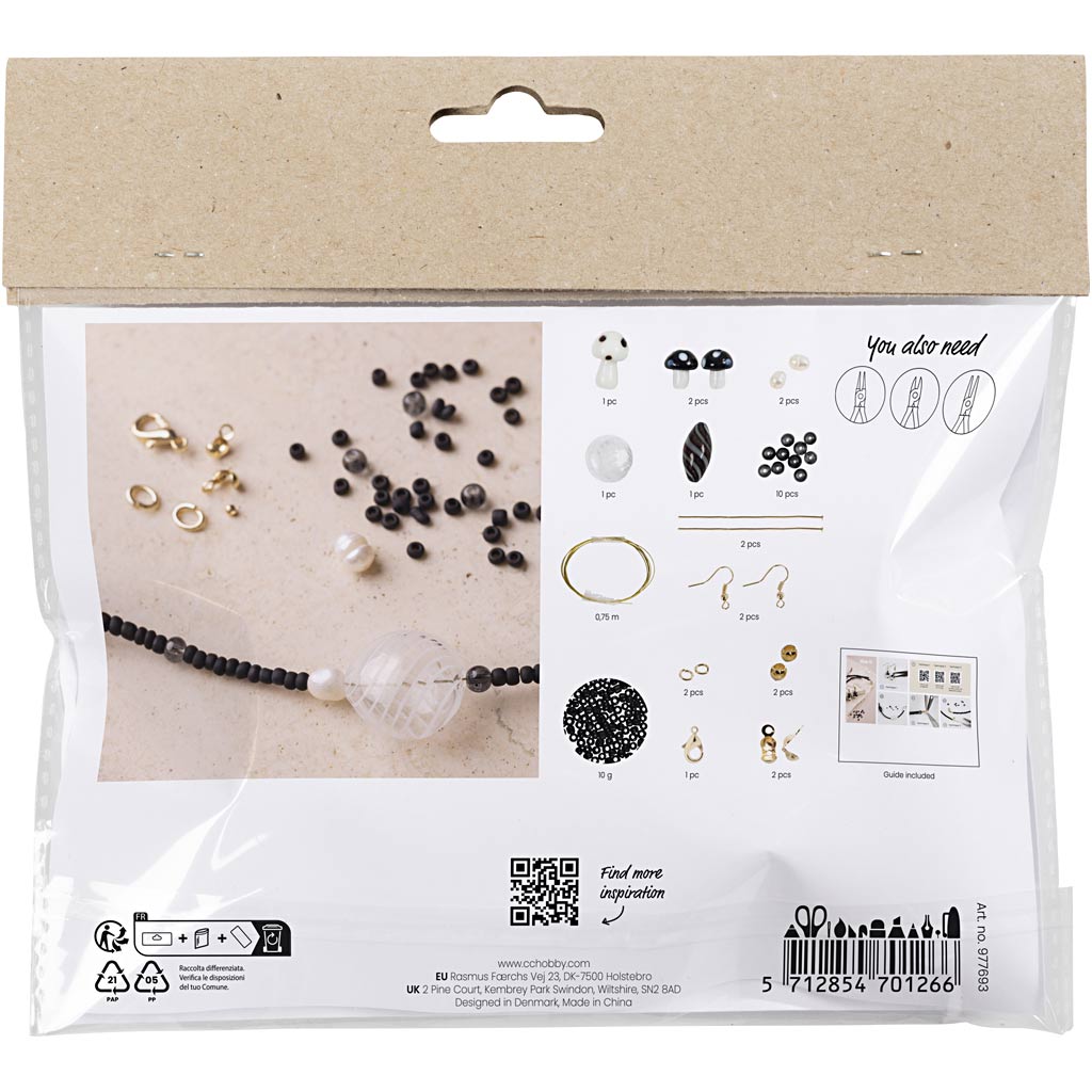 Creativ Company Mini-Hobby-Set Schmuck, coole Halskette, schwarze Harmonie, 1 Box