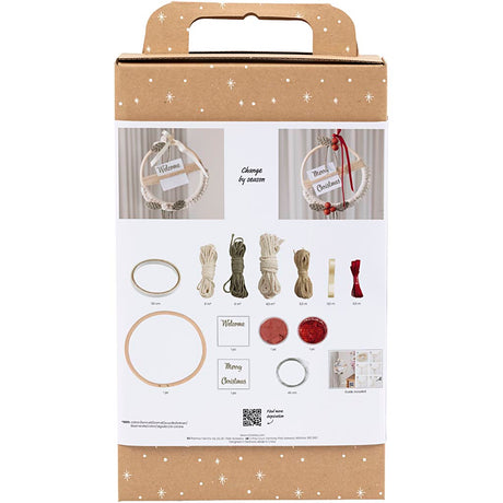 Creativ Company Hobby-Set Makramee, Weihnachtskranz, Moosgrün, Weihnachtsrot, gebrochenes Weiß, 1 Box