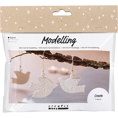 Creativ Company Mini-Hobby-Set Bildhauerei, Tauben, gebrochenes Weiß, 1 Box