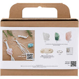 Creativ Company Mini-Hobby-Set Makramee, Schlüsselanhänger, matt transparent, staubiges Grün, zartes Rosa, helles Natur, 1 Box