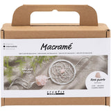 Creativ Company Mini-Hobby-Set Makramee, Traumfänger mit Rosenquarz, hellrosa, weiß, 1 Box