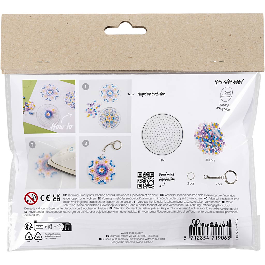 Creativ Company Mini-Hobby-Set Bügelperlen, Charms-Dekorationen für eine Tasche, verschiedene Farben, 1 Box