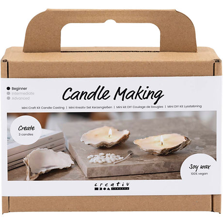 Creativ Company Mini-Hobby-Set zur Kerzenherstellung, Sojakerzen in Austernschalen, gebrochenes Weiß, 1 Box