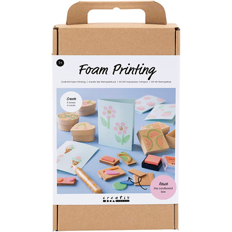 Creativ Company Hobby-Set Schaumstoffdruck, dekorierte Schachteln und Karten, Beige, Mittelgrün, Mint, leuchtendes Rot, 1 Box