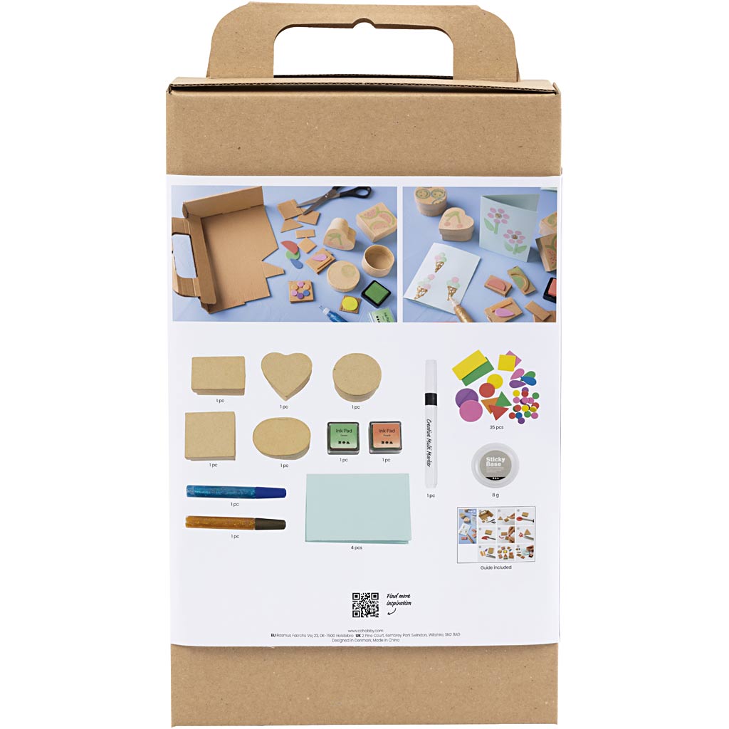 Creativ Company Hobby-Set Schaumstoffdruck, dekorierte Schachteln und Karten, Beige, Mittelgrün, Mint, leuchtendes Rot, 1 Box