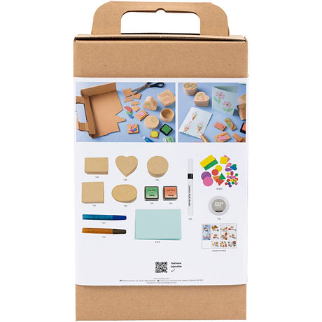 Creativ Company Hobby-Set Schaumstoffdruck, dekorierte Schachteln und Karten, Beige, Mittelgrün, Mint, leuchtendes Rot, 1 Box