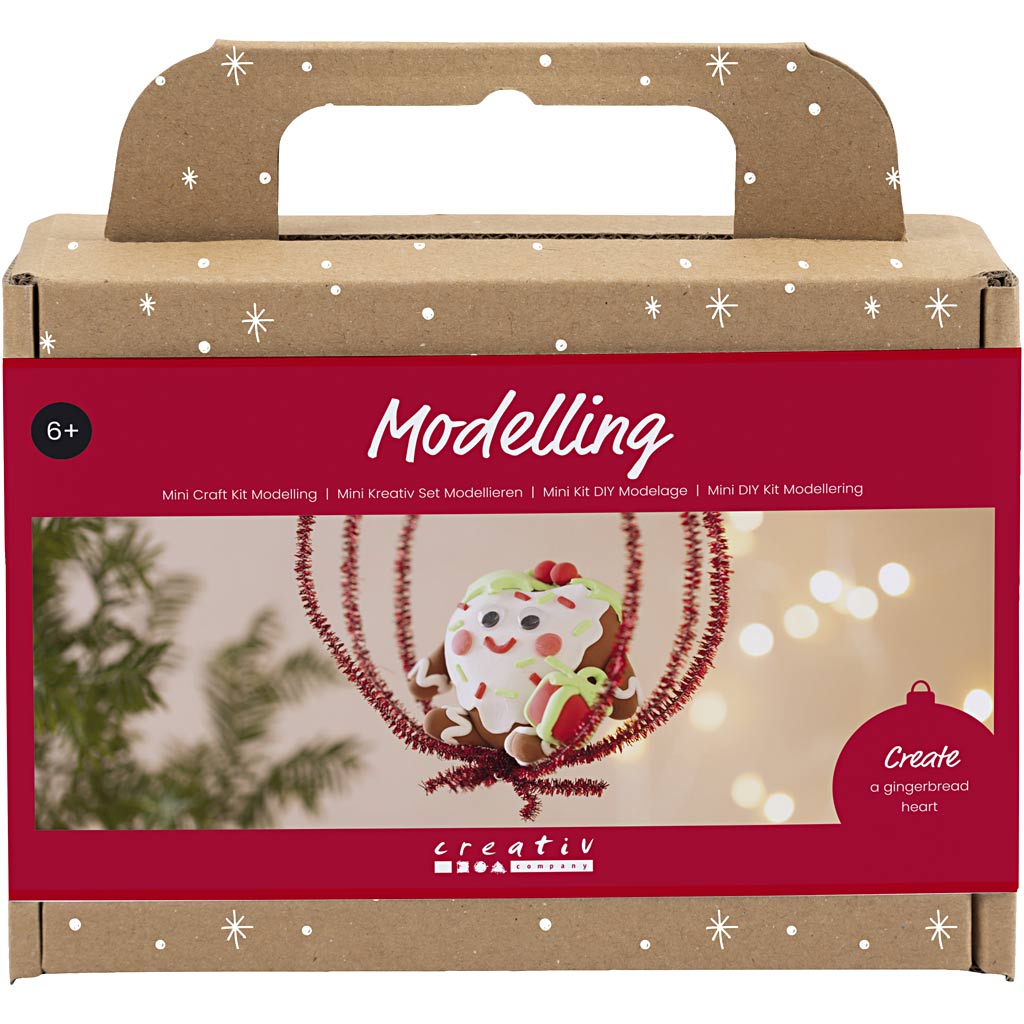 Creativ Company Mini-Hobbyset Bildhauerei, herzförmige Weihnachtsfigur, verschiedene Farben, 1 Box