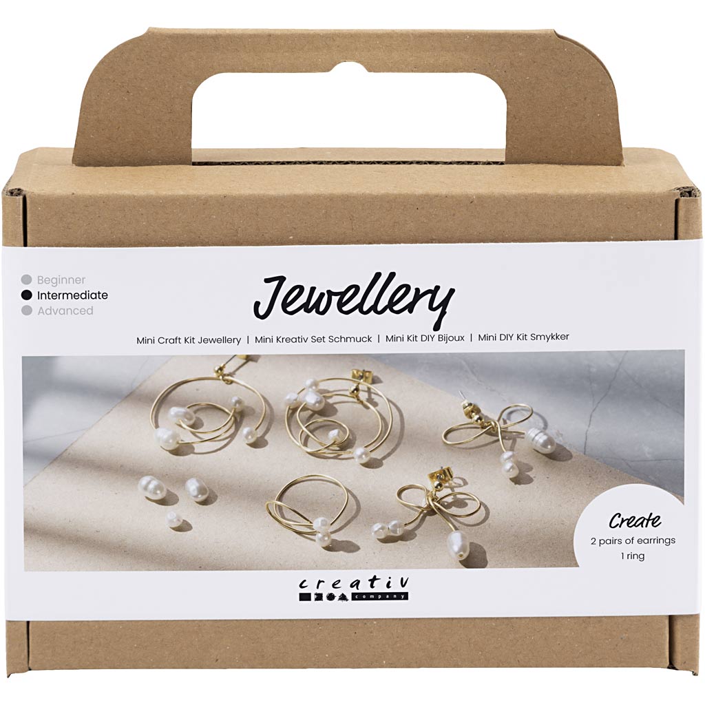 Creativ Company Mini-Hobby-Set Schmuck, Ohrringe aus Metalldraht, vergoldet, 1 Box