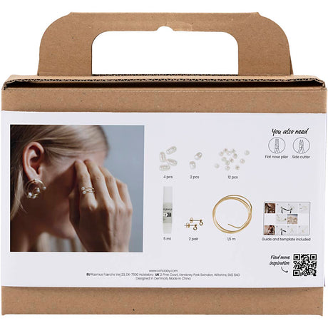 Creativ Company Mini-Hobby-Set Schmuck, Ohrringe aus Metalldraht, vergoldet, 1 Box