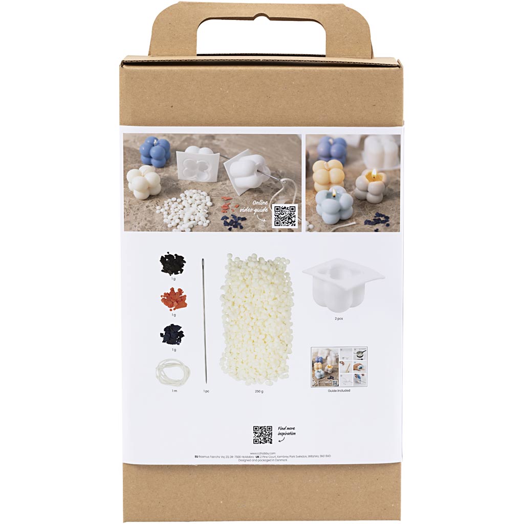 Creativ Company Hobby-Set Kerzenherstellung, Seifenblasen-Sojakerze, Beige, Hellblau, Creme, 1 Box